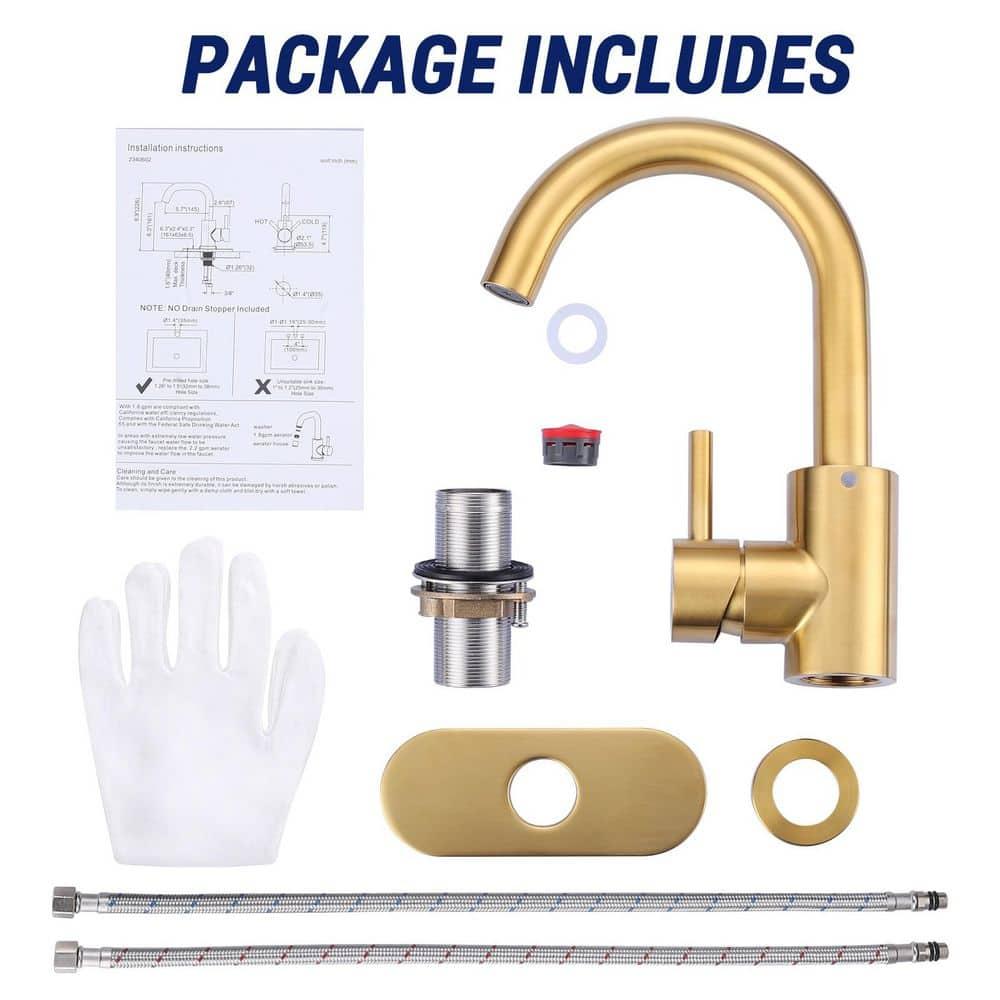 Single Handle Stainless Steel Bar Kitchen Faucet With Swivel Spout And Deckplate