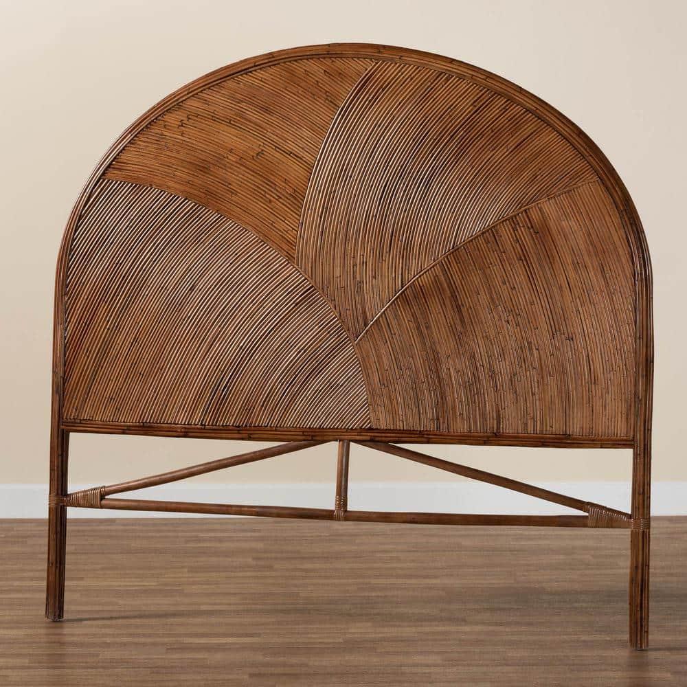 bali & pari Queen Seana Rattan Standalone Headboard Dark Brown: No Assembly, MDF Frame, Spot Clean