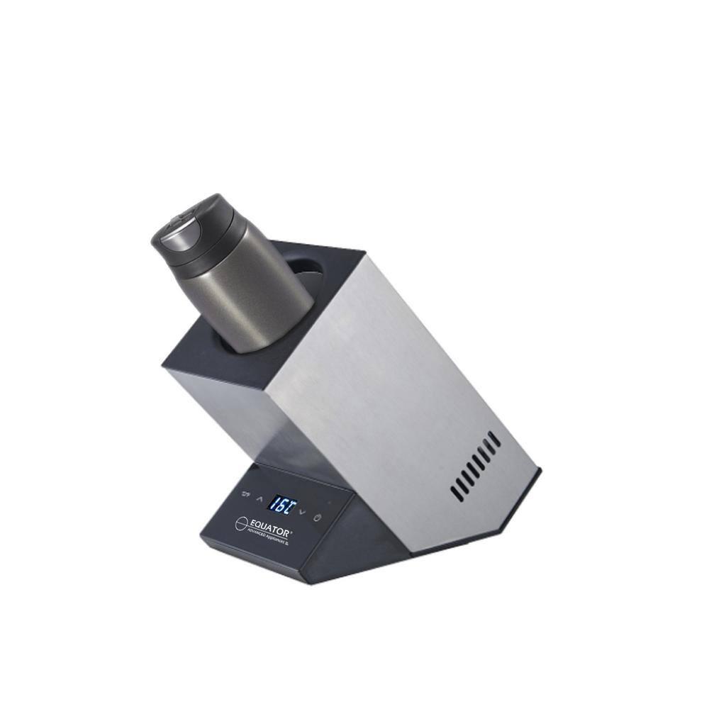 Equator Advanced Appliances Equator 110V/12V Portable Electric Wine Chiller for Red, White, Champagne, and Water Bottles, 750mL Single Bottle Cooler, Stainless Body, Rechargeable, 24h Cold, Ideal for Parties & Gifts