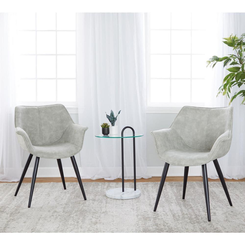 Set of 2 Wrangler Contemporary Accent Chair Light Gray - Lumisource: Suede-Like Upholstery, Metal Legs, Attached Cushions