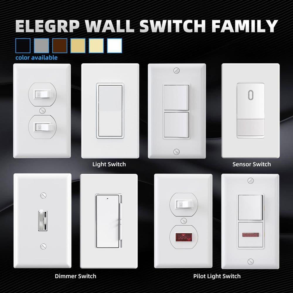 ELEGRP 15 Tamper Resistant Single Pole Rocker Light Switch (Set of 10) ES004A-0110SWP