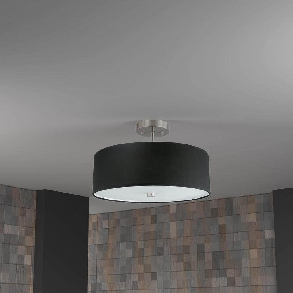 Dainolite 3LT Incandescent Semi-Flush SC, Black Shade