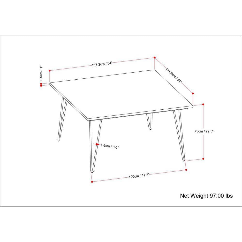 Simpli Home Hunter 54-inch Square Dining Table in Natural