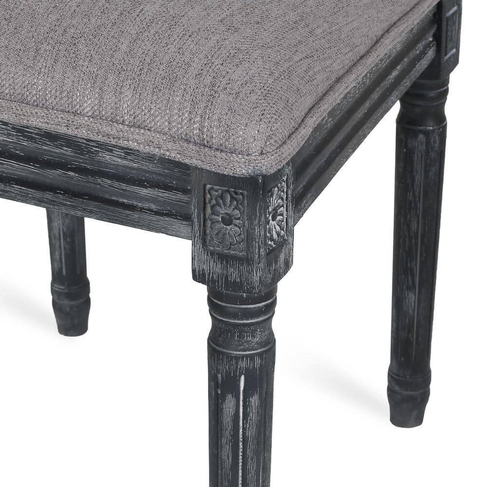 Noble House Beckstrom French Wood Upholstered Dining Chair, Set of 2, Gray