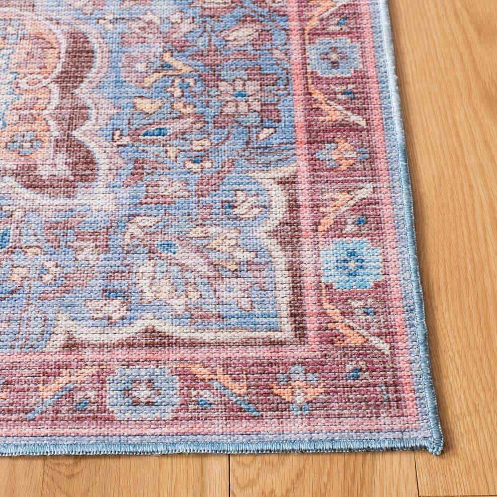 Serapi SEP580 Power Loomed Machine Washable Skid-Resistant Indoor Area Rug - Blue/Brown - 6'7"x6'7" - Safavieh