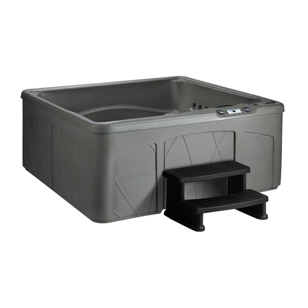 Lifesmart Spas 5 Person Plug and Play Hot Tub, 110 Volt 28 Jet Outdoor Spa with LED, Waterfall, Durable Thermal Cover, and Ozonator, LS350DX, Taupe