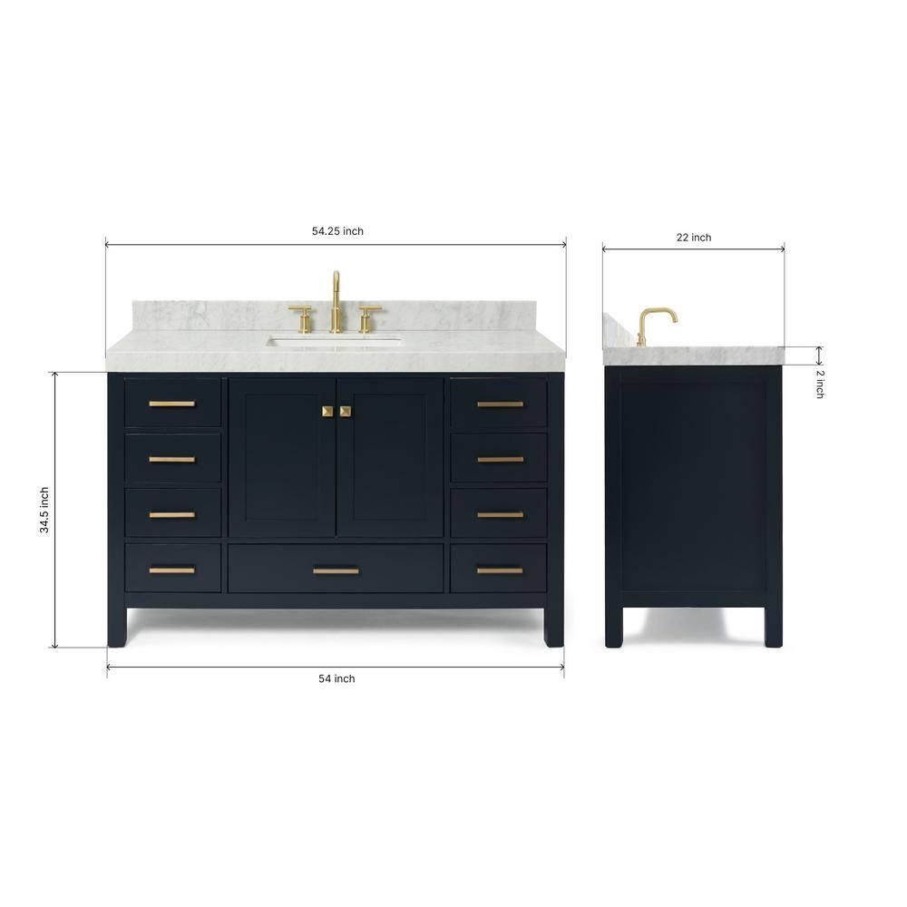 Cambridge 54'' Single Bathroom Vanity with Carrara Marble Top