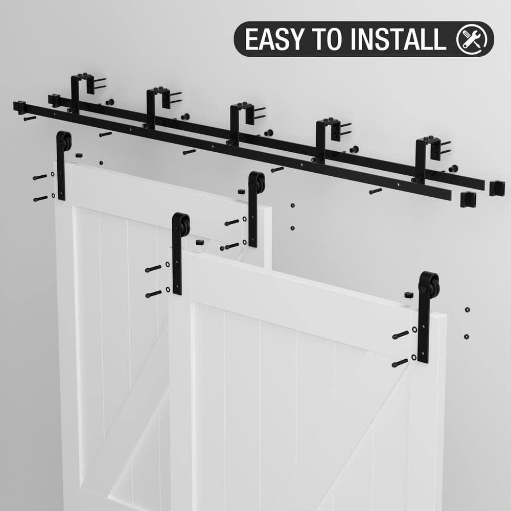 Lazio LAZ Sliding Double Bypass Double Door Barn Door Hardware Kit