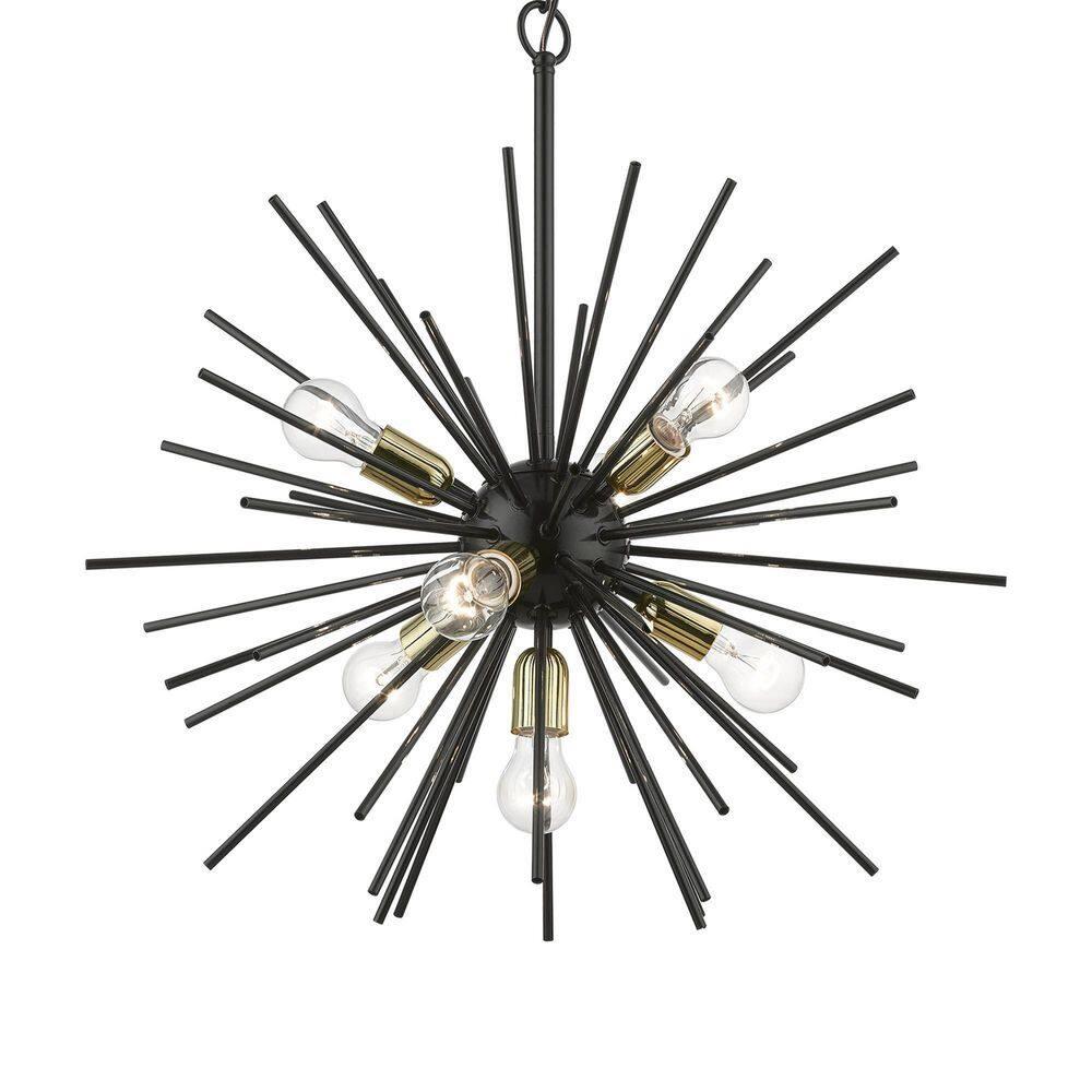 Livex Lighting Tribeca 7 - Light Pendant in  Shiny Black/Polished Brass