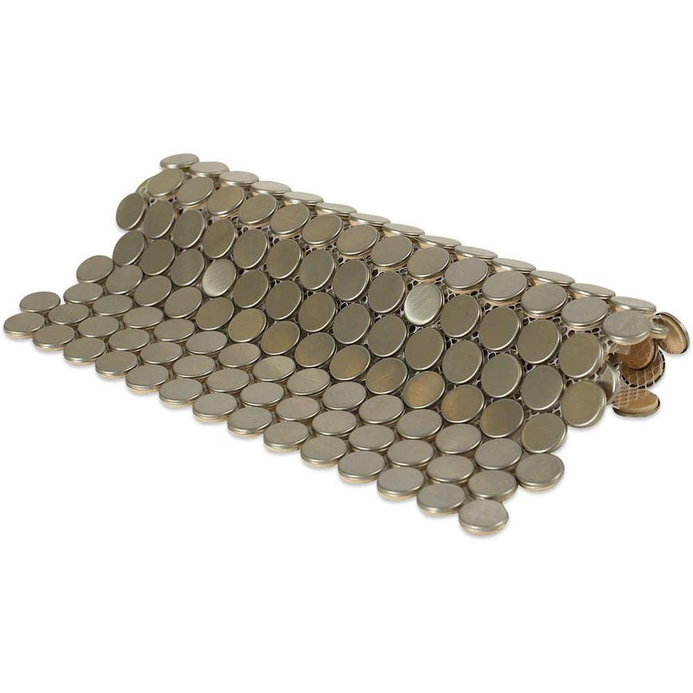 Stainless Steel 0.75" x 0.75" Stainless Steel Penny Round Mosaic Wall Tile