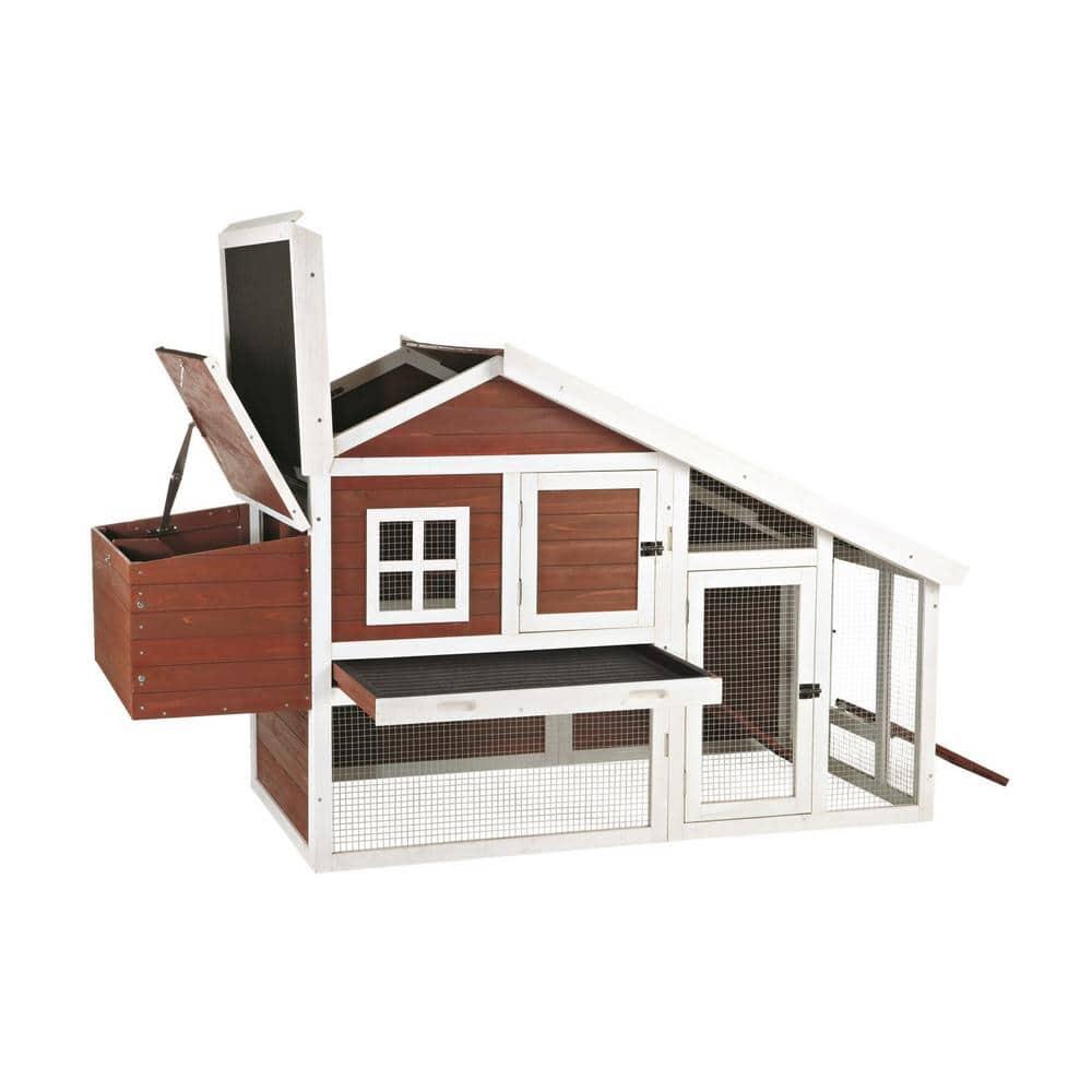 TRIXIE Weatherproof Wooded Backyard Chicken Coop, 2 Nesting Box Auburn Fits 2 Std Chicken