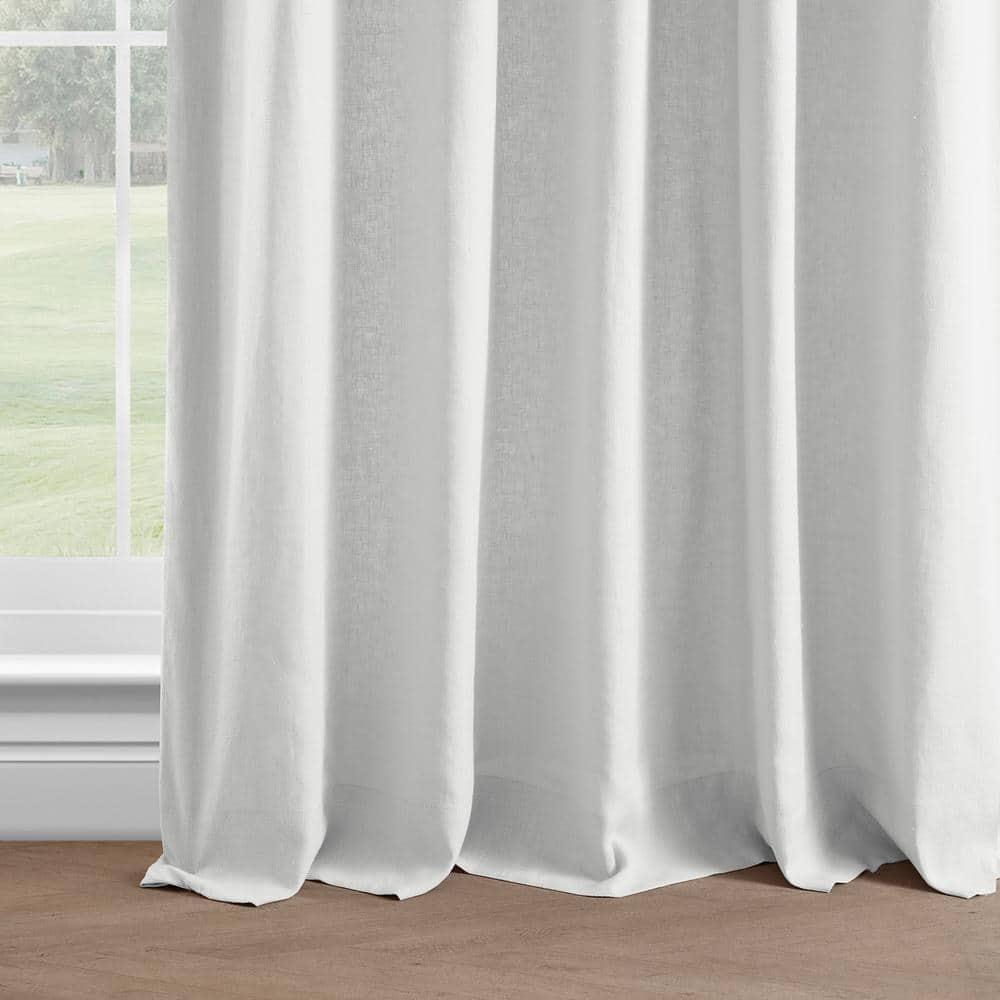 HPD Half Price Drapes French Linen Curtains 108 Inches Long Room Darkening Curtains for Bedroom & Living Room 50 X 108, (1 Panel), Crisp White