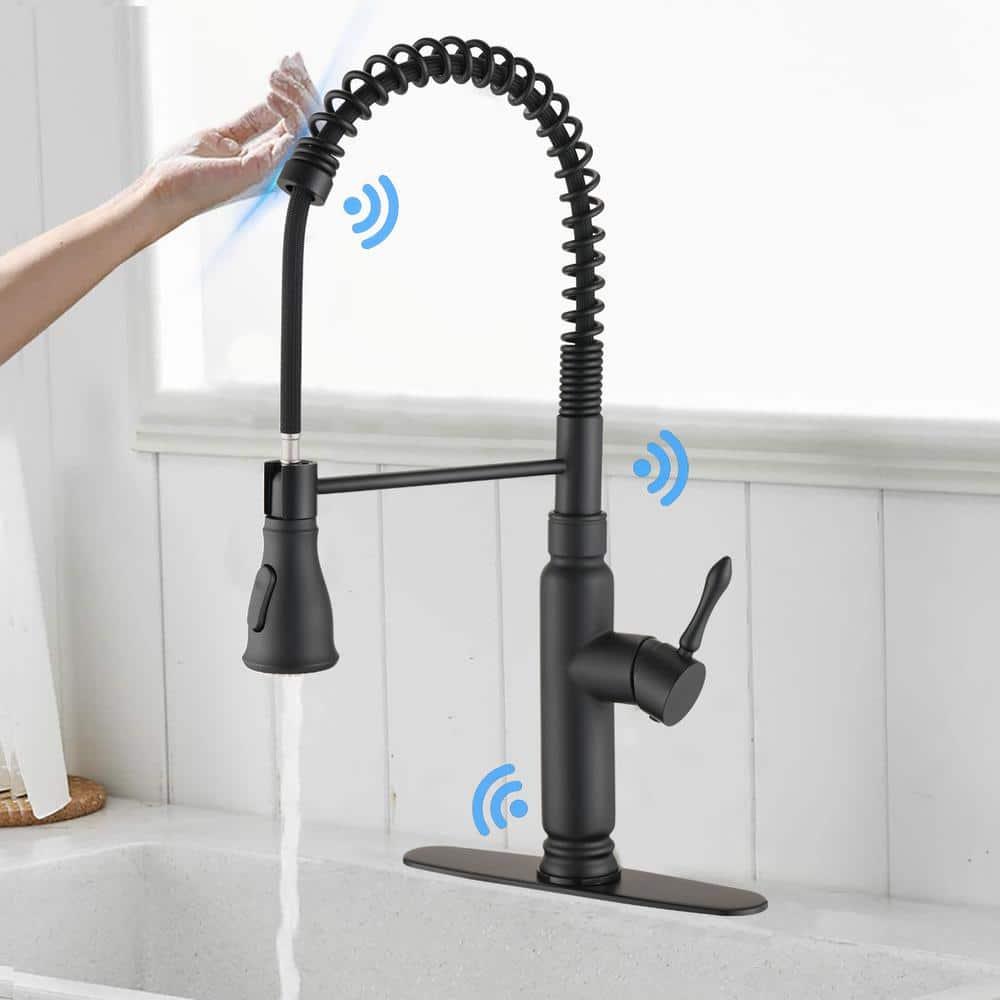 Touch Kitchen Faucet With Pull Down Sprayer Matte Black Stainless Steel