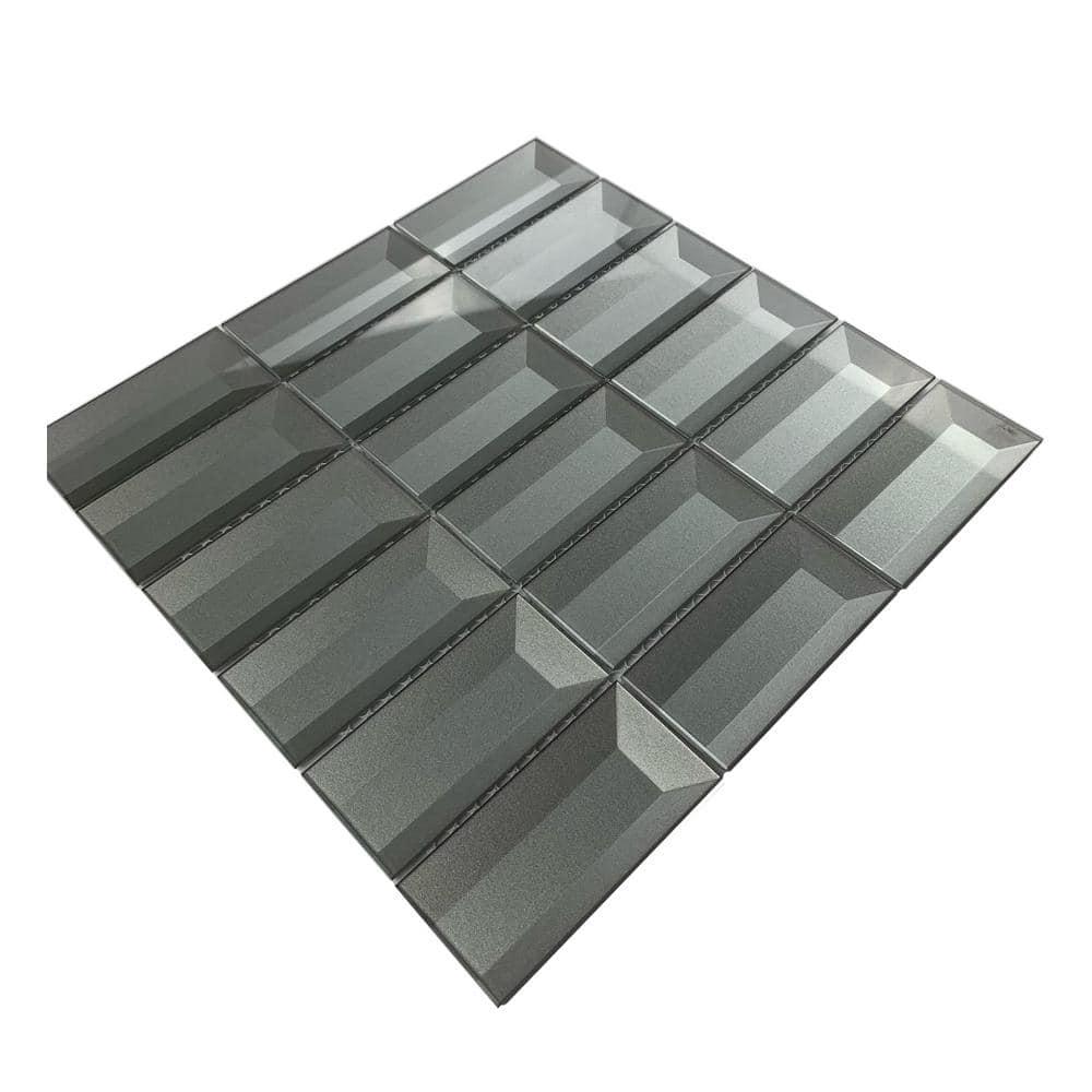 Abolos- Secret Dimensions 3" x 6" Glass Subway Tile in Glossy Dark Gray (14sf, 8pc Per Pack)