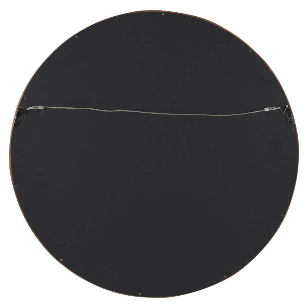 22" x 22" Hutton Round Wood Wall Mirror Rustic Brown - Kate and Laurel: Modern, No Assembly Required, Wall Mount