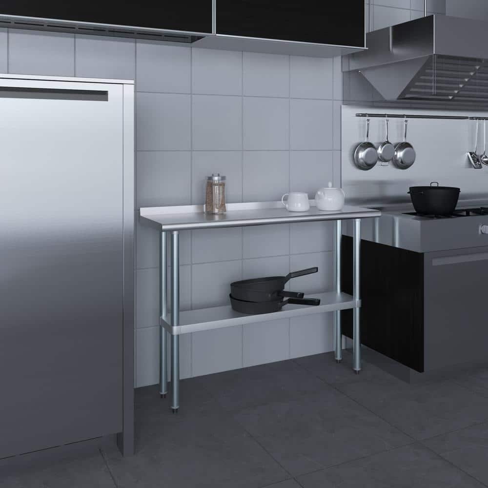 48" Stainless Steel Kitchen Utility Table with Adjustable Shelf