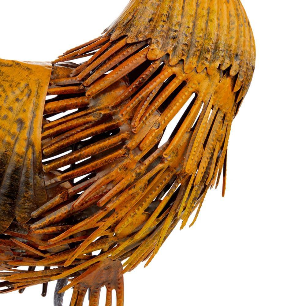 16" Indoor/Outdoor Metal Hen Decorative Garden Statue Golden Brown - Alpine Corporation: Iron Crafted Yard Art