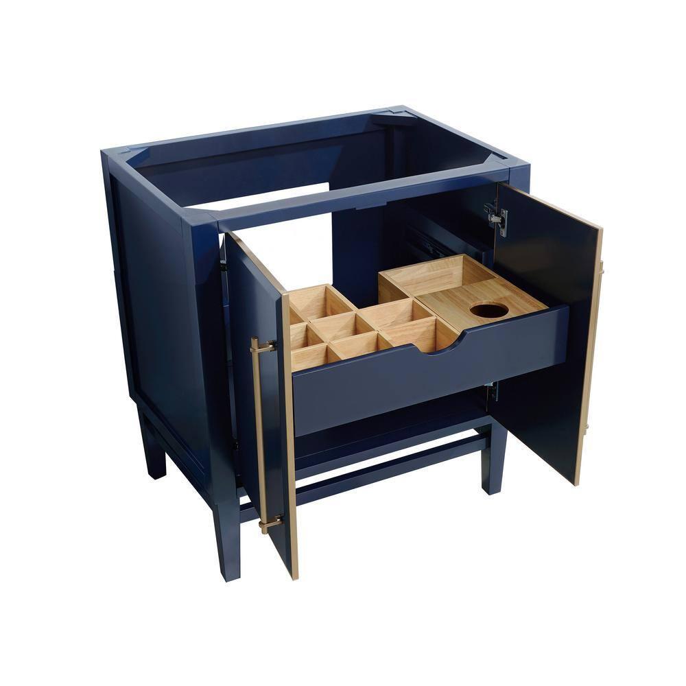 Mason 30" Navy Blue Solid Wood Vanity with Gold Trim