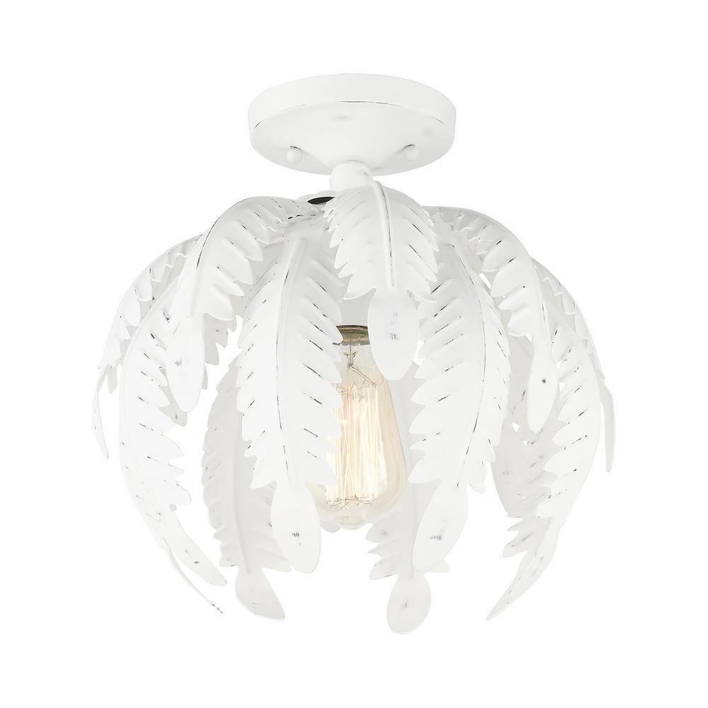 Livex Lighting Acanthus 1 - Light Semi-Flush Mount in  Antique White
