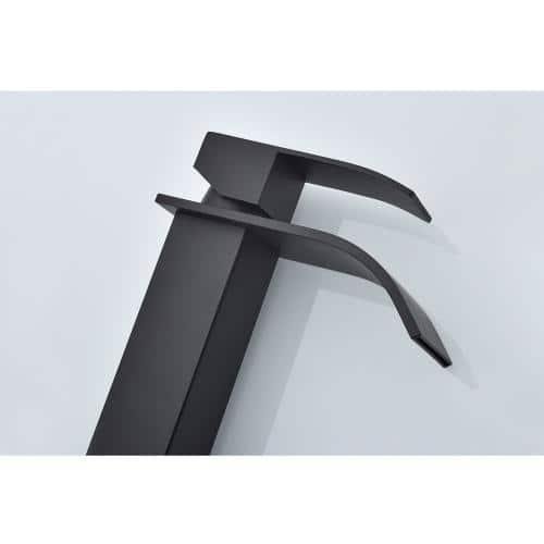 Waterfall Spout Single Handle Bathroom Sink Faucet in Matte Black
