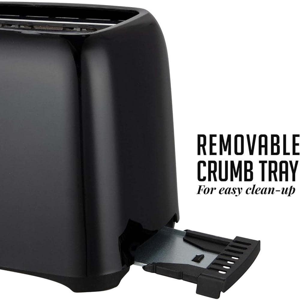 OVENTE Electric 2 Slice Toaster, 6 Shade Toast Settings, Removable Crumb Tray, Black TP2210B