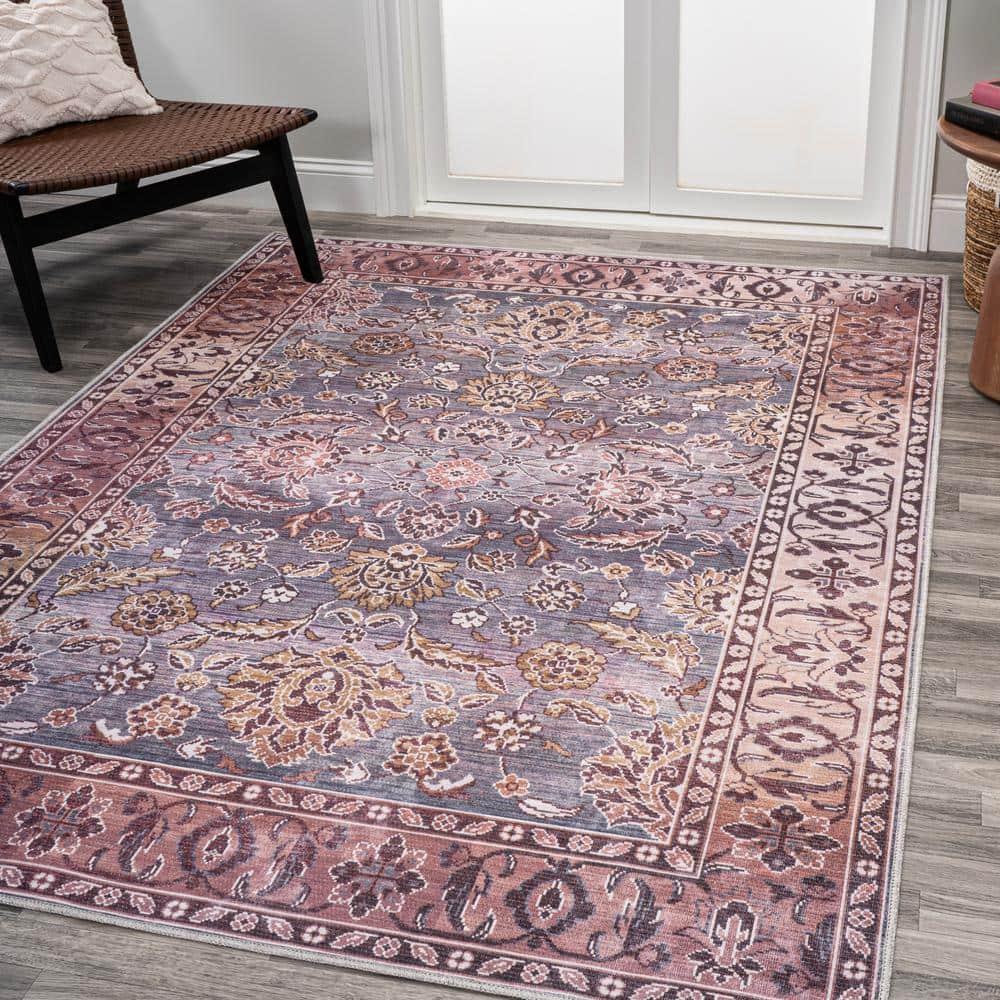 5' x 8' Victoria Ornate Persian All-Over Washable Area Rug, Brown/Gray - JONATHAN Y