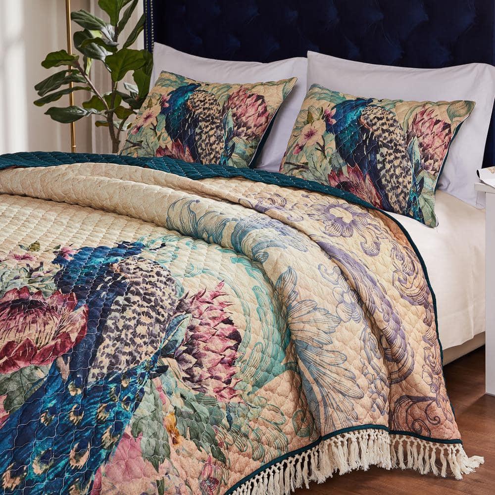 Barefoot Bungalow Eden Peacock Boho Vintage Quilt Set