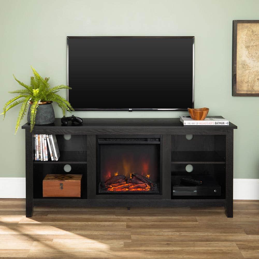 Walker Edison Traditional Fireplace TV Stand for TVs Up to 64" - Black
