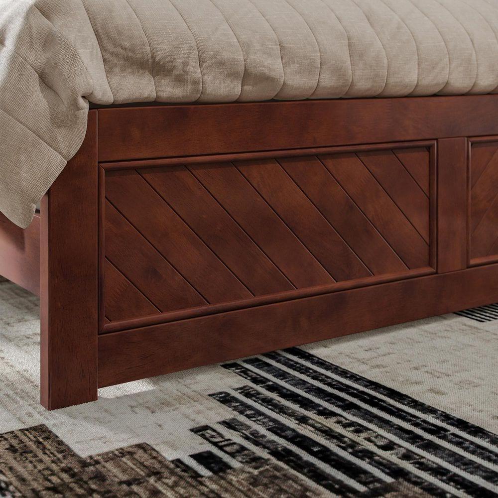 AFI Canyon Walnut Solid Wood Foundation Bed Frame with Matching Footboard, Queen