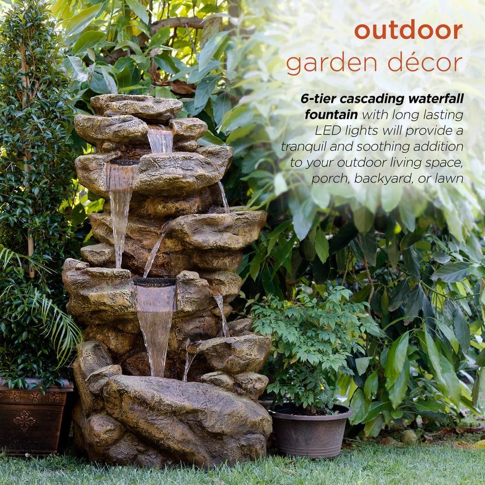Alpine Corporation 6-Tier Amazonian Water Fountain with LED Lights