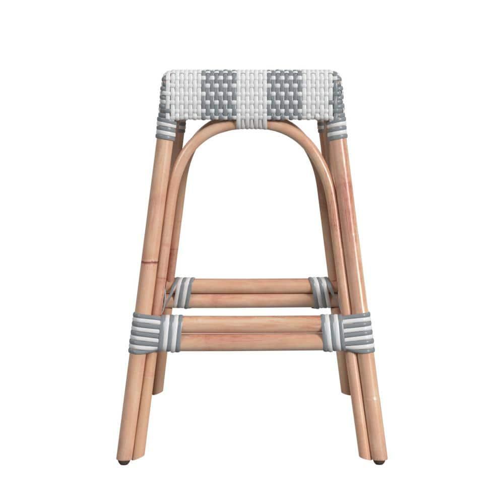 Butler Specialty Company Robias Rattan 24.5" Counter Stool - Gray & White Stripe