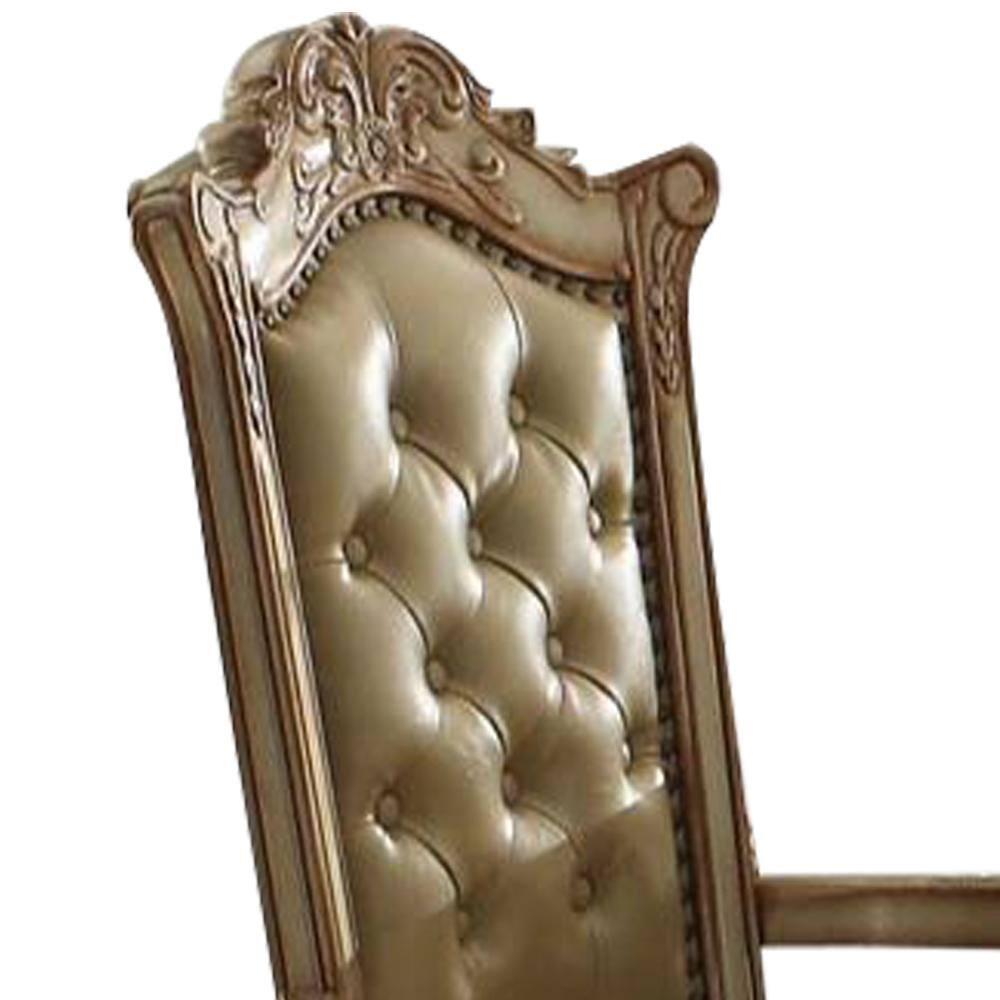 ACME Furniture Vendome Tufted Arm Chair in Bone and Gold Patina (Set of 2) (Set of 2)