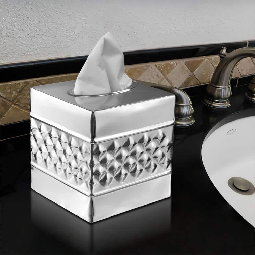 Monarch Abode Geometric Embossed Metal Tissue Box Cover