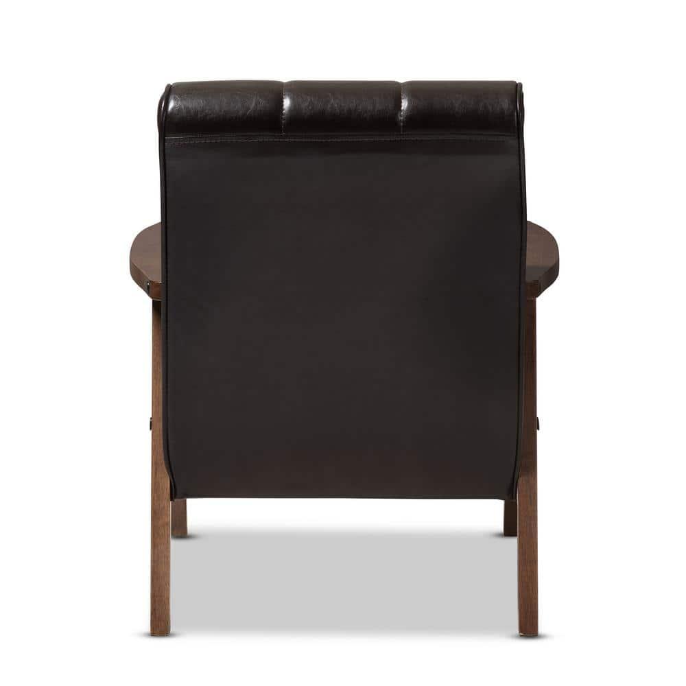 Baxton Studio Mid-Century Masterpieces Club Chair Brown: Upholstered Polyester, Wood Frame, Spot Clean