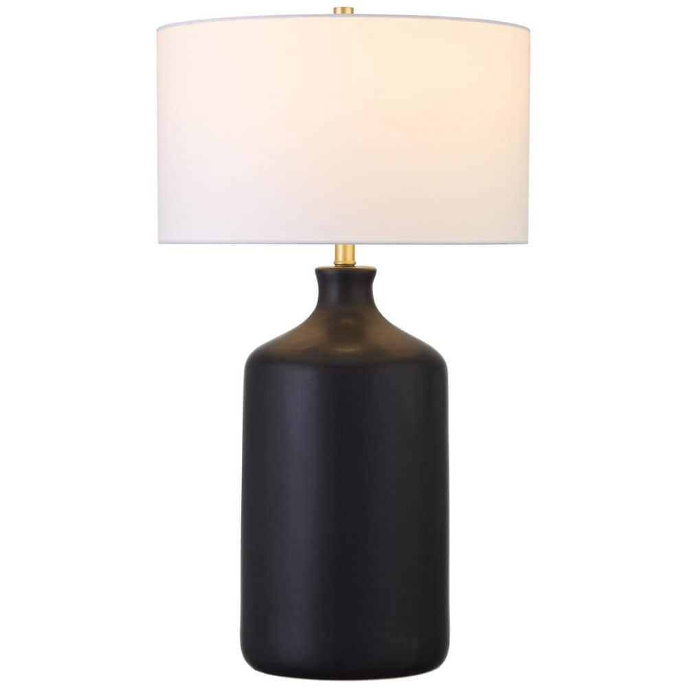 Evelyn&Zoe Sloane 29" Transitional Ceramic Table Lamp with White Drum Fabric Shade