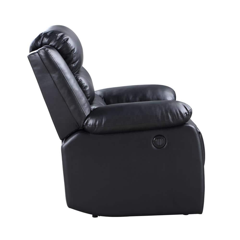 39" Eilbra PU Recliner Sofa Black- Acme Furniture