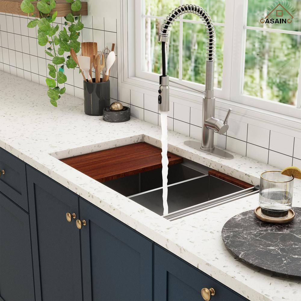 CASAINC 30" L X 19" W Single Bowl Stainless Steel Undermount Kitchen Sink With Faucet