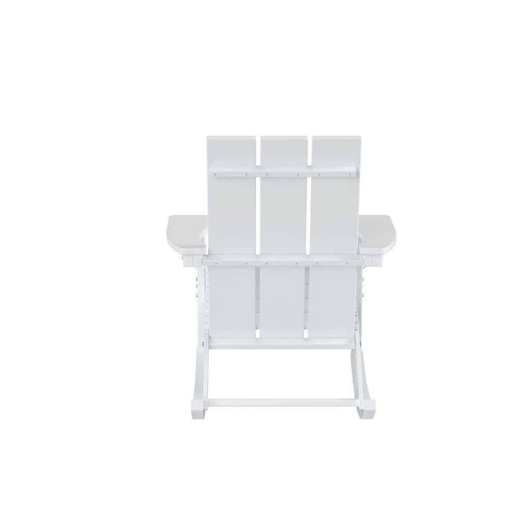 Polytrends  Shoreside Modern Eco-Friendly All Weather Poly Adirondack Rocking Chair White
