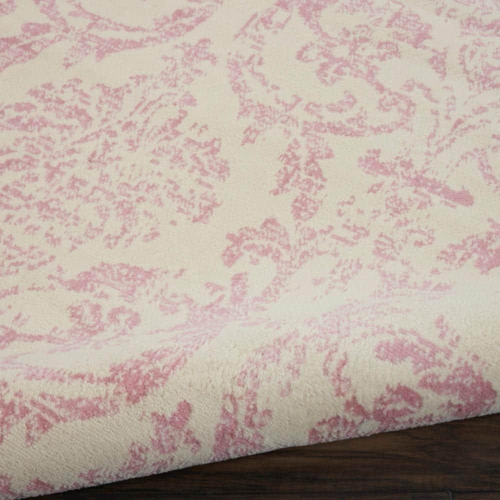 Jubilant JUB09 Area Rug Farmhouse Vintage Damask By Nourison Ivory/Pink 7' x 10'
