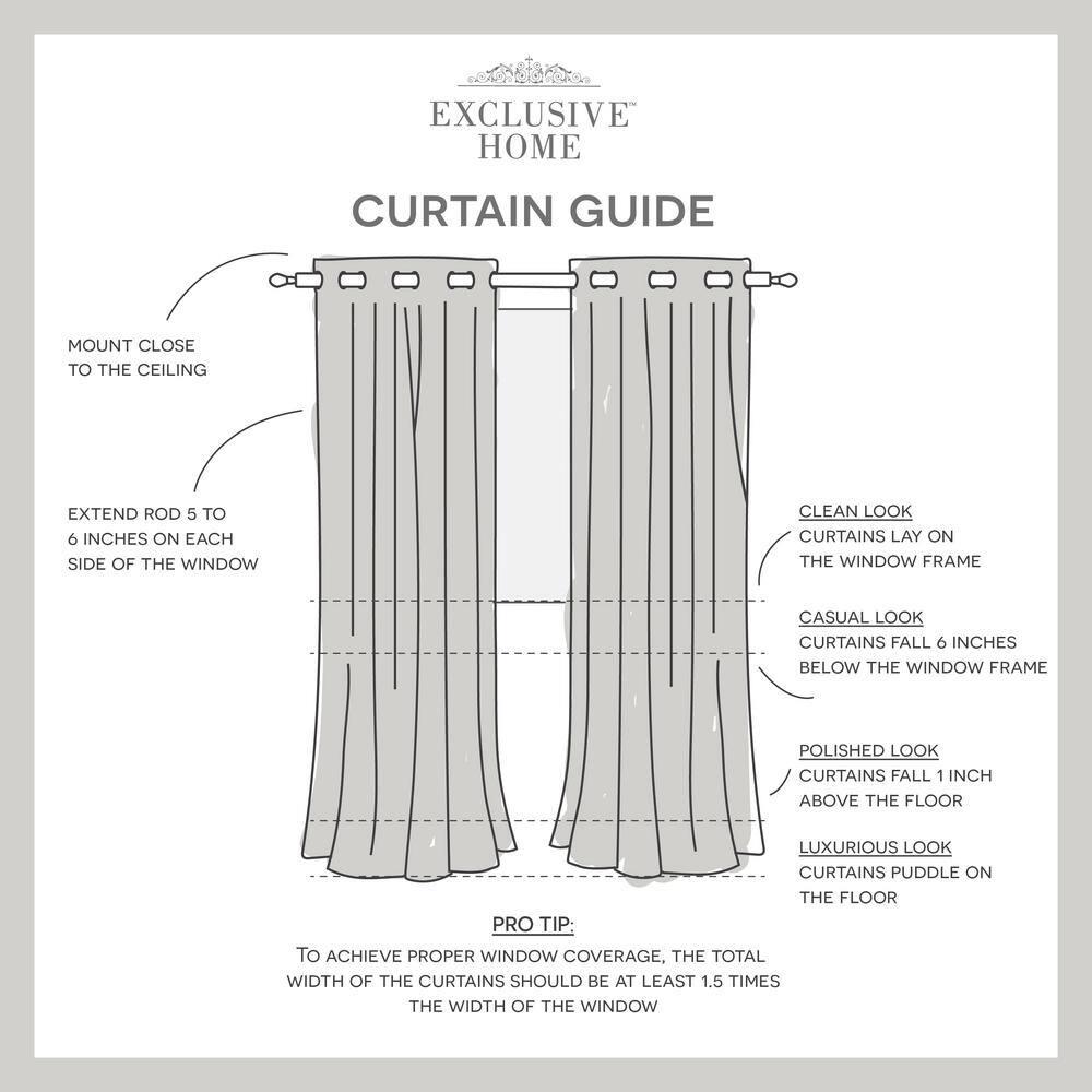 EXCLUSIVE HOME Miami Semi-Sheer Textured Indoor/Outdoor Grommet Top Curtain Panel Pair, 54"x84", Cloud Grey