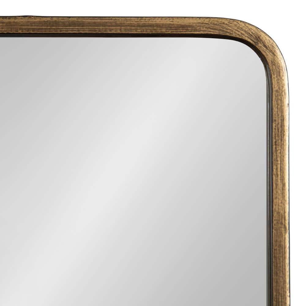 Kate & Laurel All Things Decor 11"x24" Estero Wall Rectangle Mirror with Shelf Gold: Mid-Century Modern, Wall-Mounted Storage