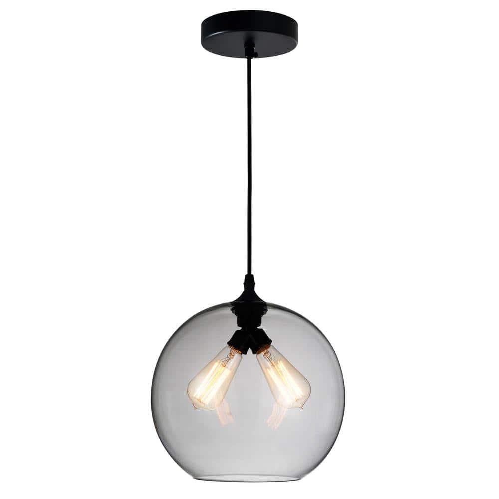 CWI Lighting 2 Light Contemporary Glass Mini Pendant in Black Smoke