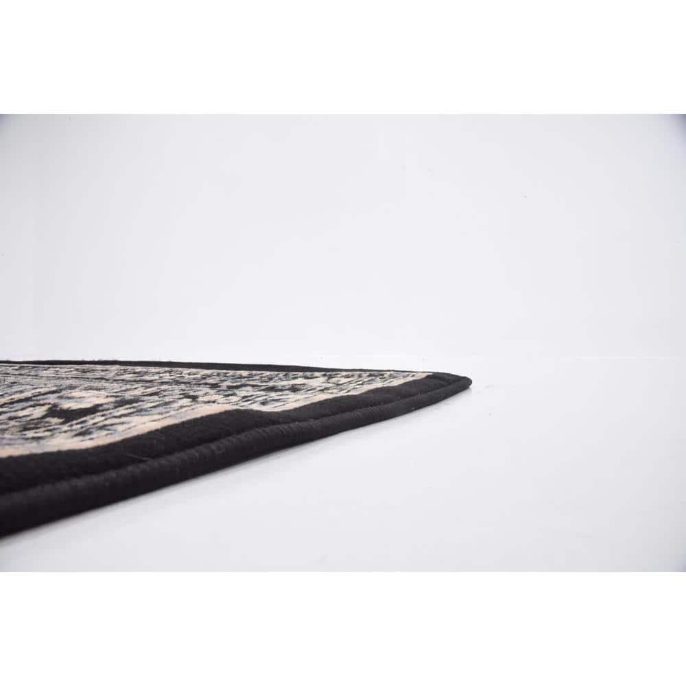Unique Loom Reza Collection Traditional Persian Style Area Rug, Rectangular 5' 0" x 8' 0", Black/Beige