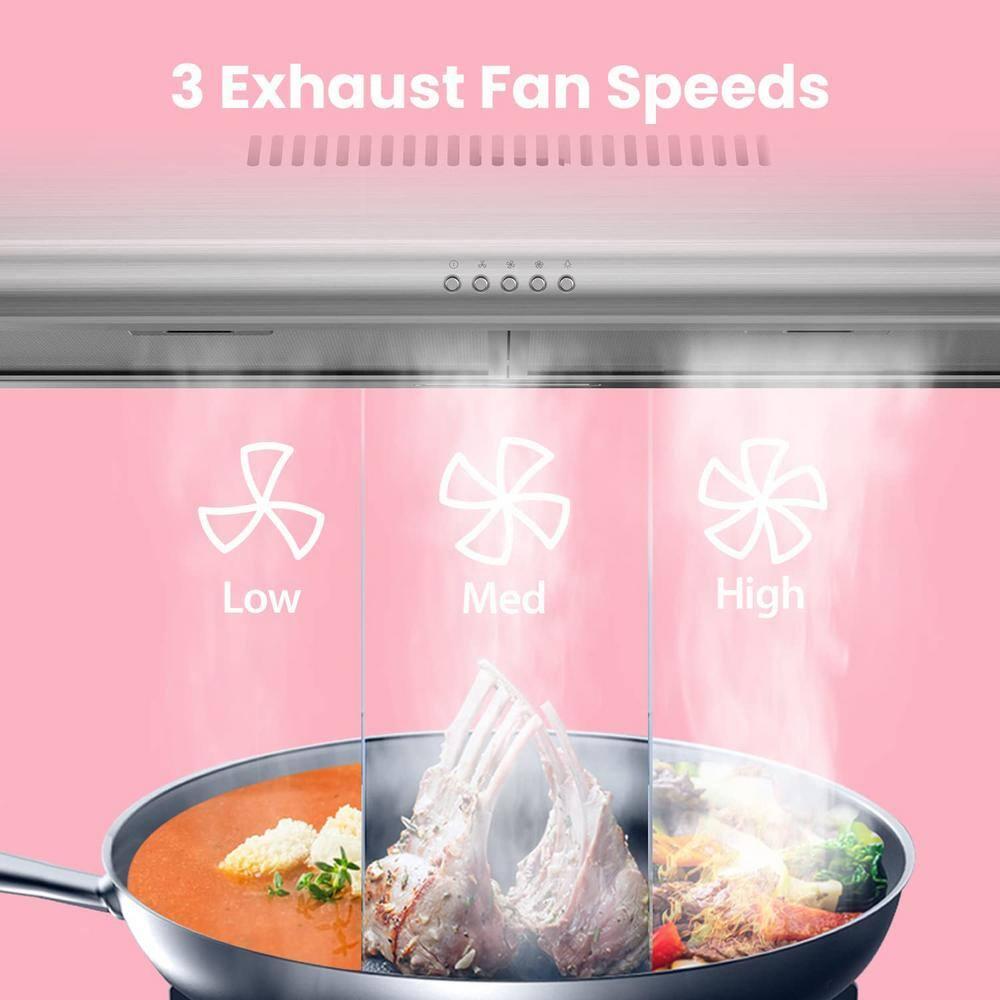 30 in. 200 CFM Convertible Ducted Under Cabinet Range Hood in Stainless Steel with 2 Reuseable Filters and 2 LED Lights