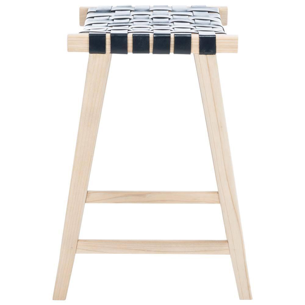 SAFAVIEH Abreu Rectangle Counter Stool, Black/Light Natural (18.5 in. W x 19 in. D x 26.8 in. H)