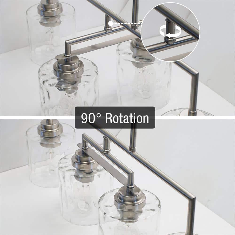 Kira Home Monroe 28" Island Light, Free Swinging Center Arm, Hammered Glass Shades, Adjustable Hanging Height