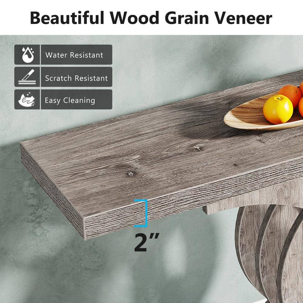 Tribesigns Modern 39-inch Console Tables, Farmhouse Entryway Table with Geometric Base, Wooden Narrow Hallway Table/Sofa Table for Living Room, Grey