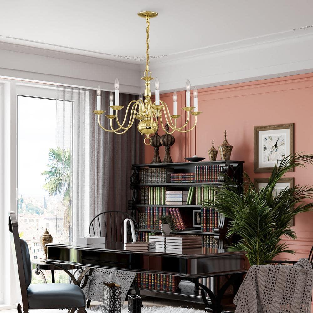 Livex Lighting Williamsburgh 8 - Light Chandelier in  Polished Brass