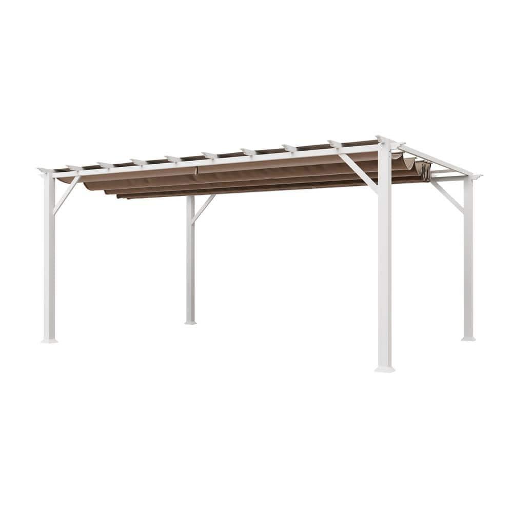 Paragon-Outdoor Florence 11 Ft. W x 16 Ft. D Aluminum Pergola in White Powder-Coated Finish with Adjustable Canopy