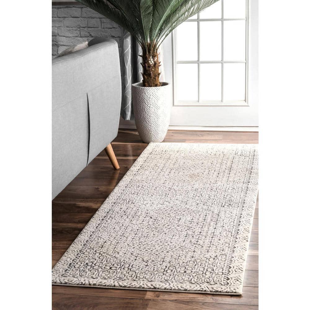 Nuloom Exie Medallion 12x15 Indoor Area Rug for Living Room Bedroom Dining Room Kitchen, Grey/Ivory